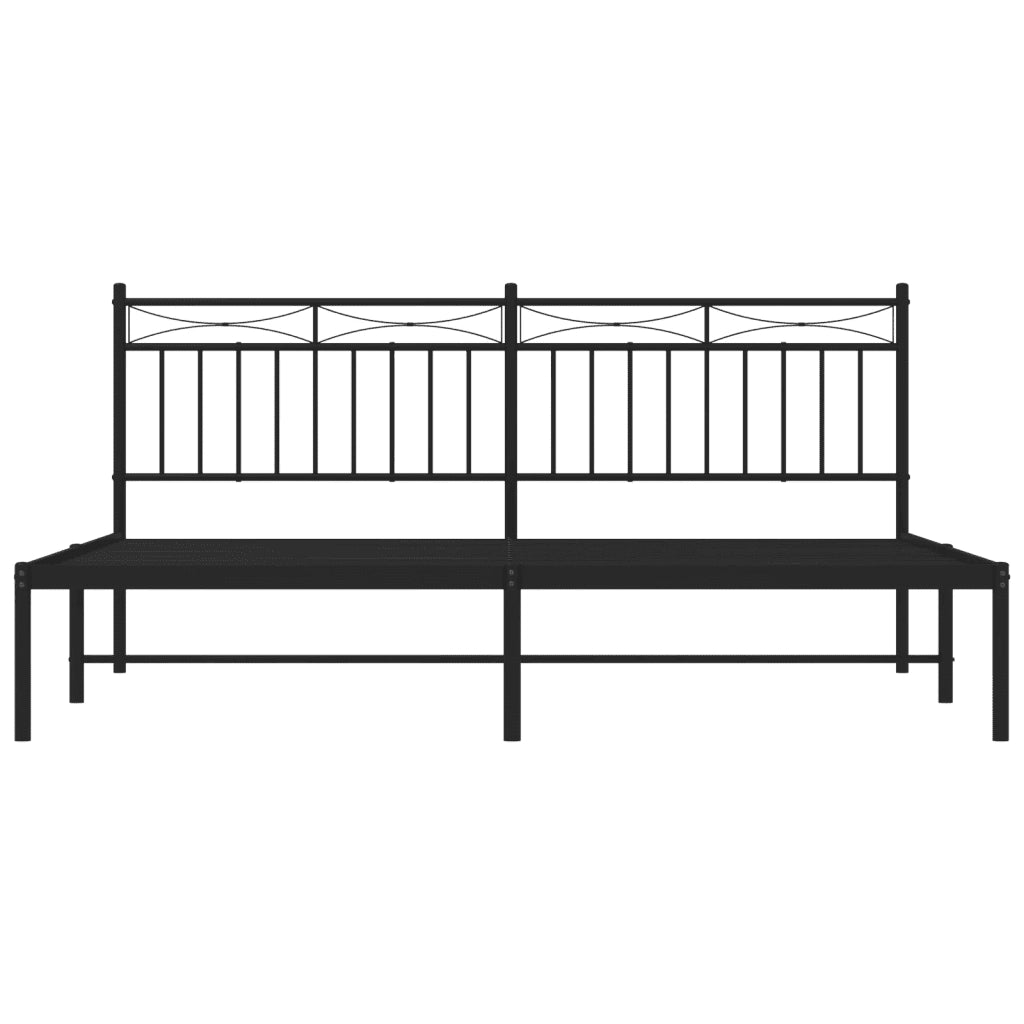 Letto matrimoniale | Letto per adulti | Giroletto con Testiera in Metallo Nero 180x200 cm