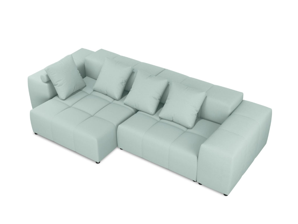 Cosmopolitan Design - Divano angolare modulare reversibile "Rome" 4 posti in tessuto strutturato menta 