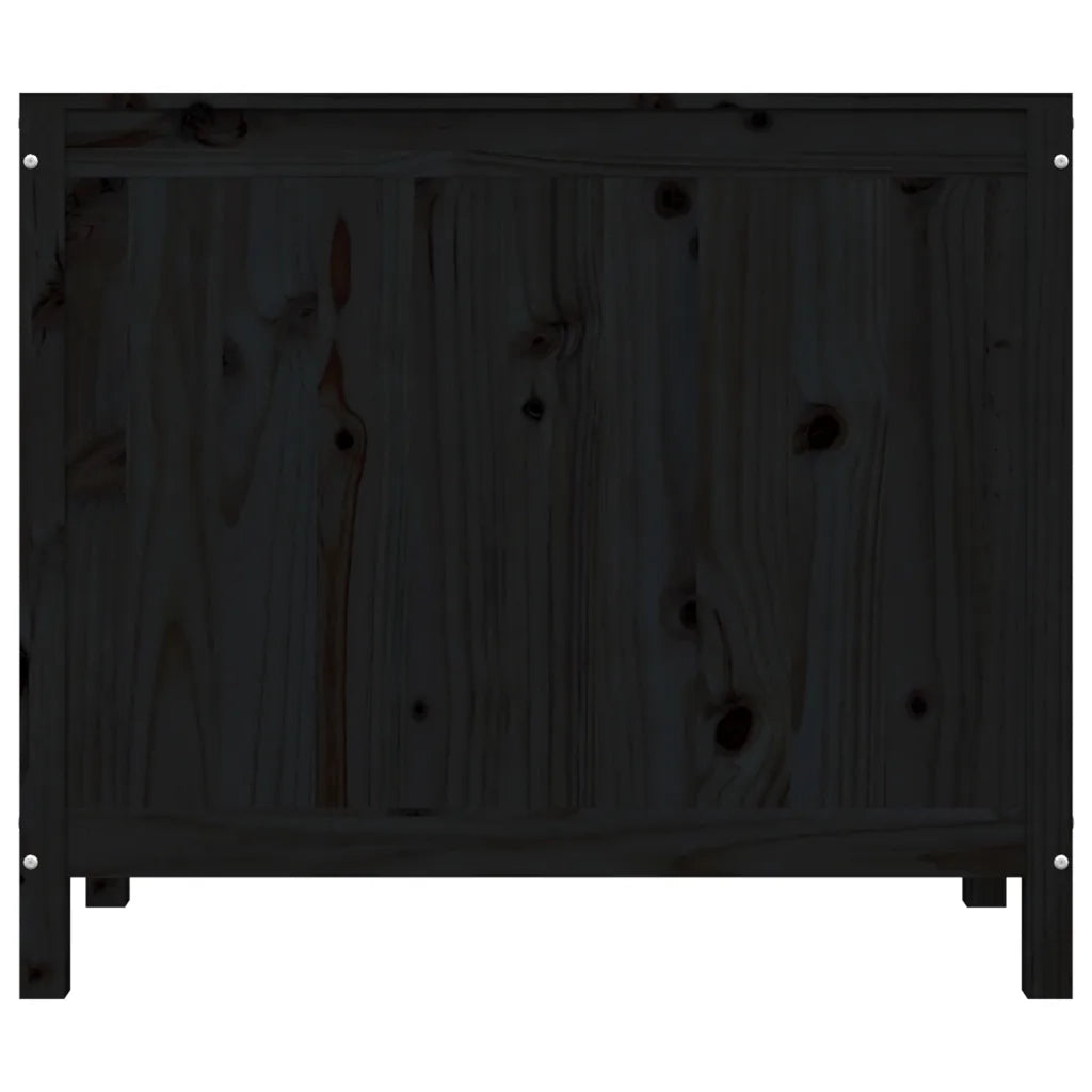 Contenitore per Bucato Nero 88,5x44x76 cm Legno Massello Pino cod mxl 43282
