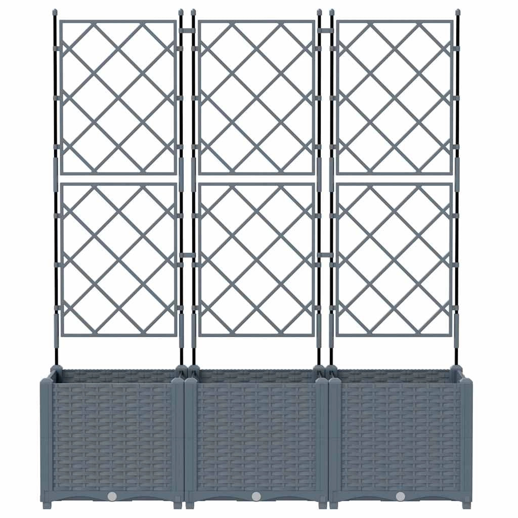 Set di 3 fioriere da giardino moderne 120 x 40 x 143 cm resistenti stile chic acciaio grigio chiaro 02_0058584