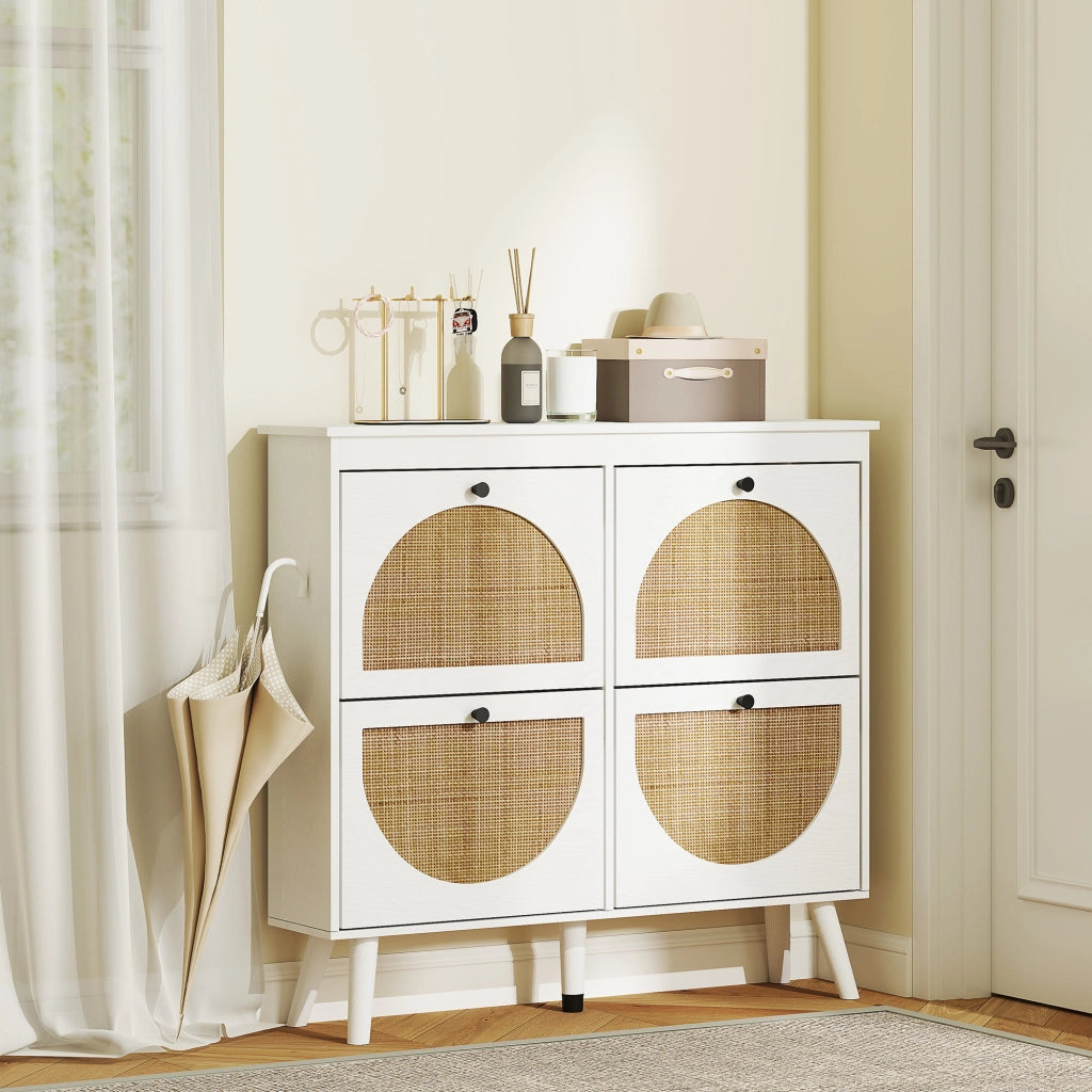 Scarpiera con ripiano regolabile ¨C zephmum ¨C bianco 105x24x97.5 cm