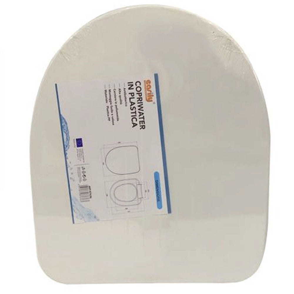 Trade Shop - Copriwater Sedile Coprivaso Wc Tavoletta Da Bagno In Plastica Iris Bianco 87636 -