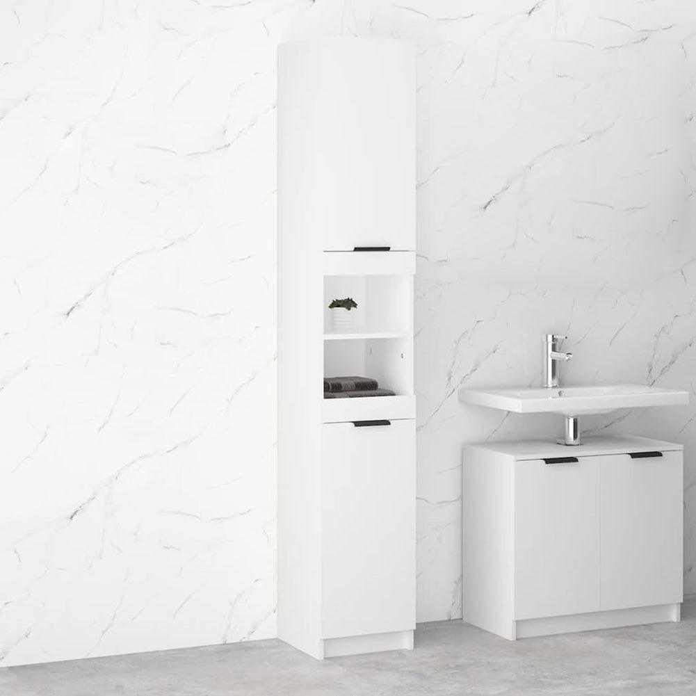 Mobile a Colonna Armadietto Salvaspazio da Bagno 4 Ripiani Interni 2 Ante H188cm