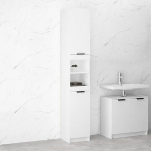 Mobile a Colonna Armadietto Salvaspazio da Bagno 4 Ripiani Interni 2 Ante H188cm