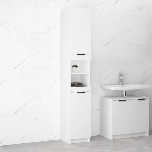 Mobile a Colonna Armadietto Salvaspazio da Bagno 4 Ripiani Interni 2 Ante H188cm