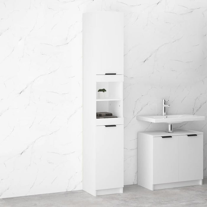 Mobile a Colonna Armadietto Salvaspazio da Bagno 4 Ripiani Interni 2 Ante H188cm