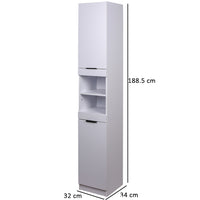 Mobile a Colonna Armadietto Salvaspazio da Bagno 4 Ripiani Interni 2 Ante H188cm