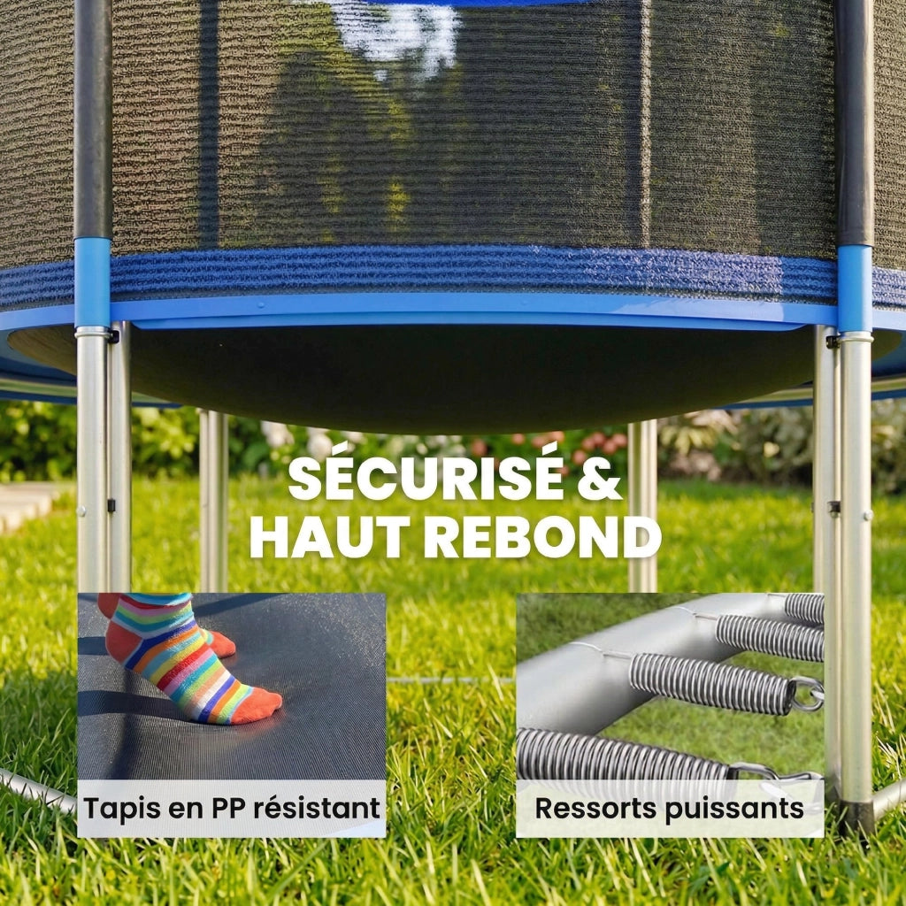 Trampolino Esterno Giardino 6 Pali ¨C Zephmum ¨C Blu ?183cm 80kg