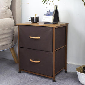 Mobile Cassettiera 2 Cassetti Metallo Legno e Tessuto 46x30 H 52cm Casa Ufficio