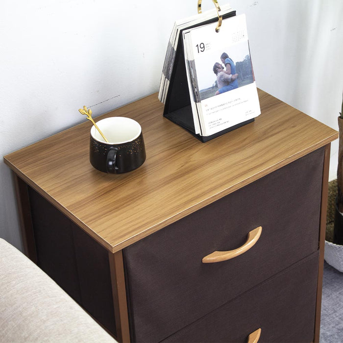 Mobile Cassettiera 2 Cassetti Metallo Legno e Tessuto 46x30 H 52cm Casa Ufficio