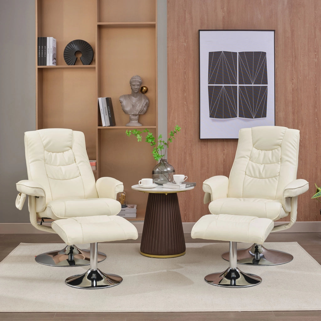 Poltrona Massaggiante con Poggiapiedi ¨C MINIMAL ¨C Similpelle Beige, Relax Soggiorno