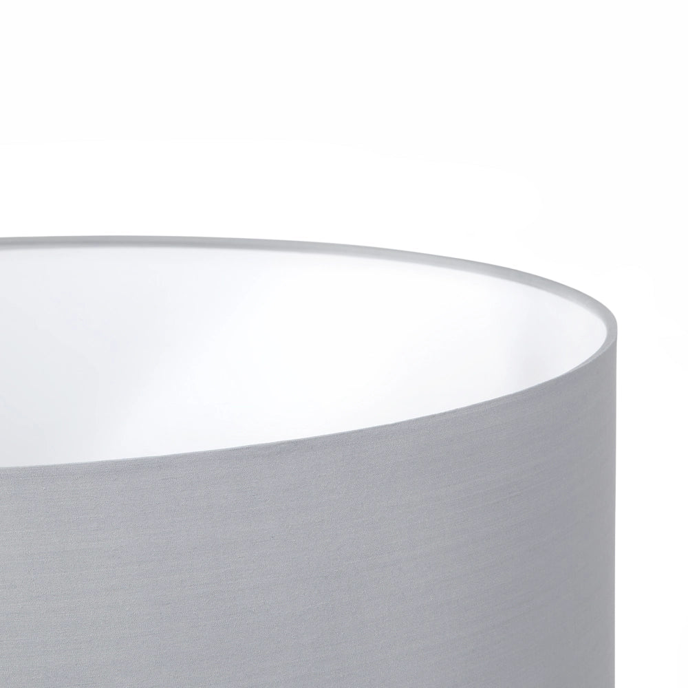 Lampada da Terra Grigio Policotone 156H cm Nero Gambe Treppiede in Metallo Paralume Tamburo Moderno
