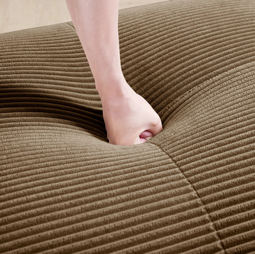 Divano angolare modulare 4 posti con chaise longue in velluto a coste marrone; senza montaggio