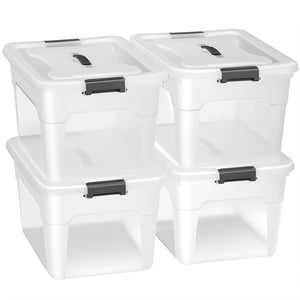 Set Scatole 4 x 30 L Portaoggetti in Plastica Cassetto Contenitore Salvaspazio