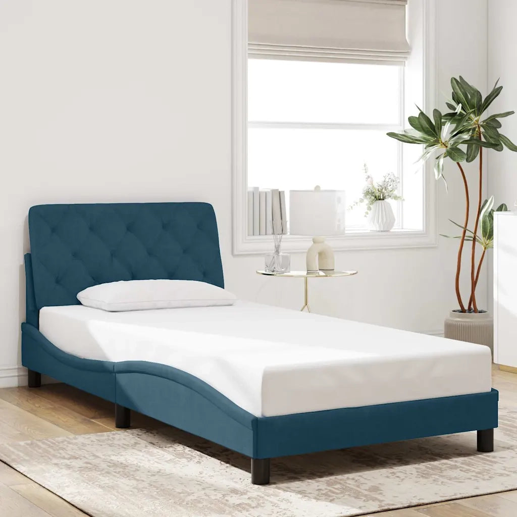 Giroletto con Testiera Blu 100x200 cm in Velluto