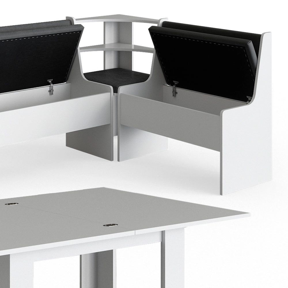 Vicco Gruppo panca ad angolo Bianco 210 x 41.5 cm con tavolo