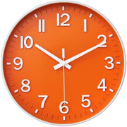 HZDHCLH orologio da parete silenzioso da 25cm con secondi non ticcantenti e cifre arabe per ufficio, classe, casa, soggiorno, camera da letto (arancione, 25 cm)