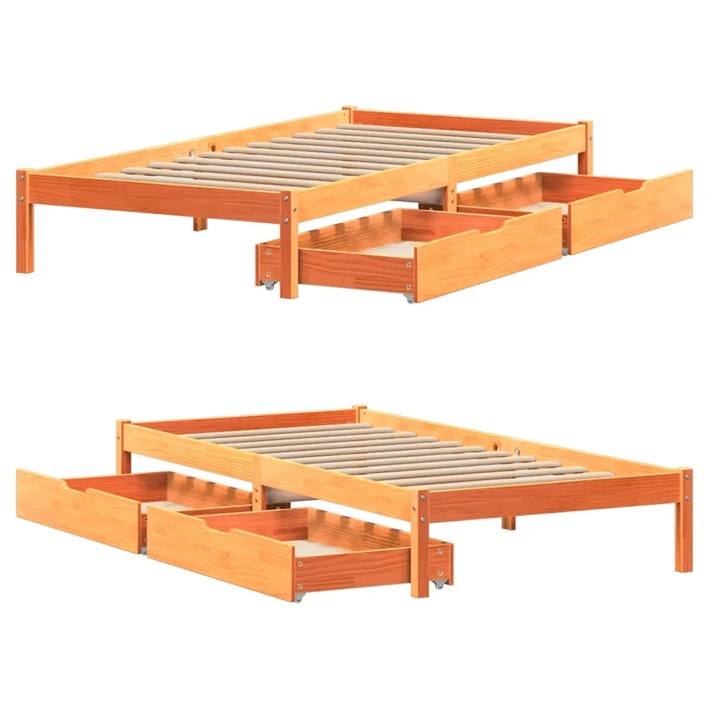 Letto senza Materasso Marrone Cera 75x190 cm in Legno di Pino 3301446