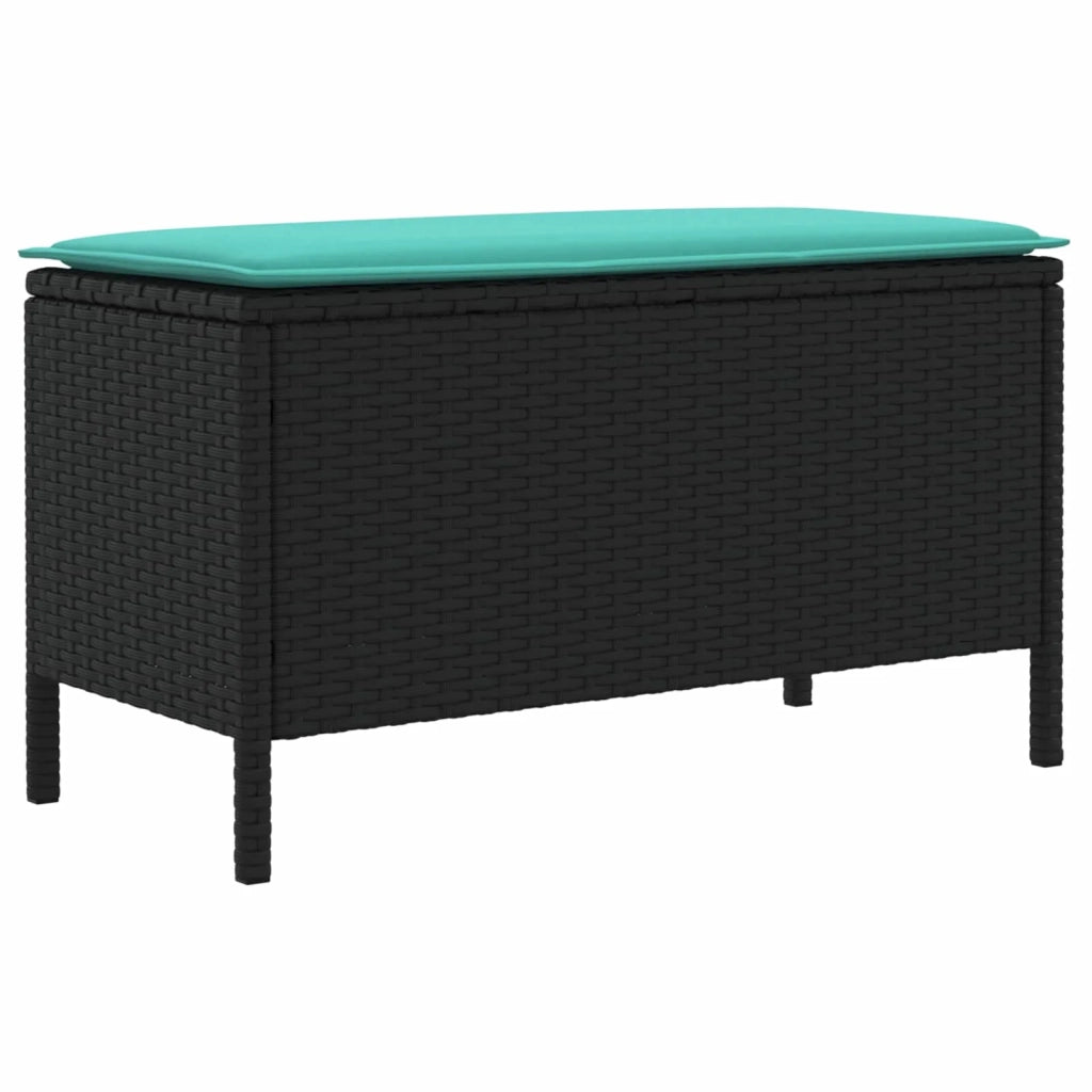 Sedia da giardino-Poggiapiedi da Giardino Nero e Turchese 80 x 38 x 42 cm