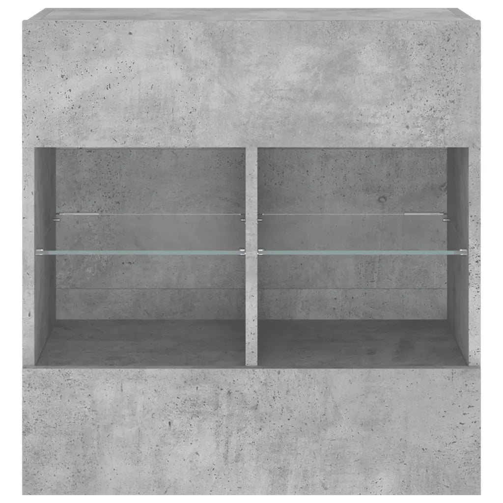 Mobile TV a Parete con Luci LED Grigio Cemento 58,5x30x60,5 cm 837095