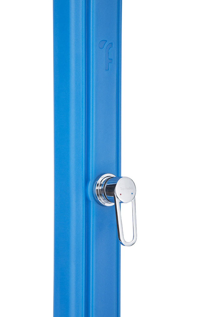 Doccia Solare da Giardino 28L Miscelatore e Lavapiedi Blu