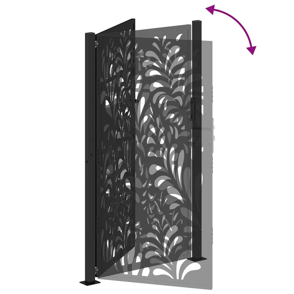 Cancello da giardino nero 100x175 cm in acciaio design ondulato 4100972
