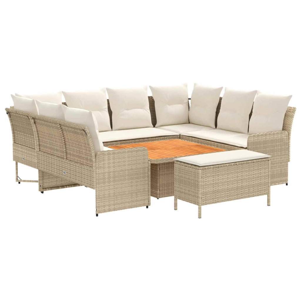 Set di Mobili con cuscino 7 pcs Beige e Crema Rattan in PE