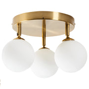 Plafoniera a 3 luci in ottone, vetro bianco e metallo di ferro Illuminazione del soggiorno dall'aspetto moderno e glamour