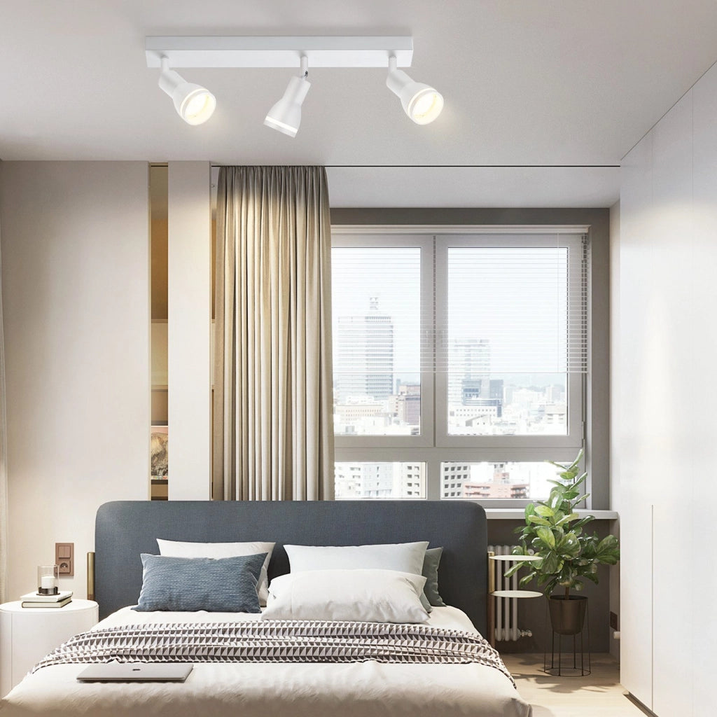 ZMH Faretto da soffitto bianchi 3 luci GU10 metallo orientabili moderni per camera letto sala pranzo senza lampadina