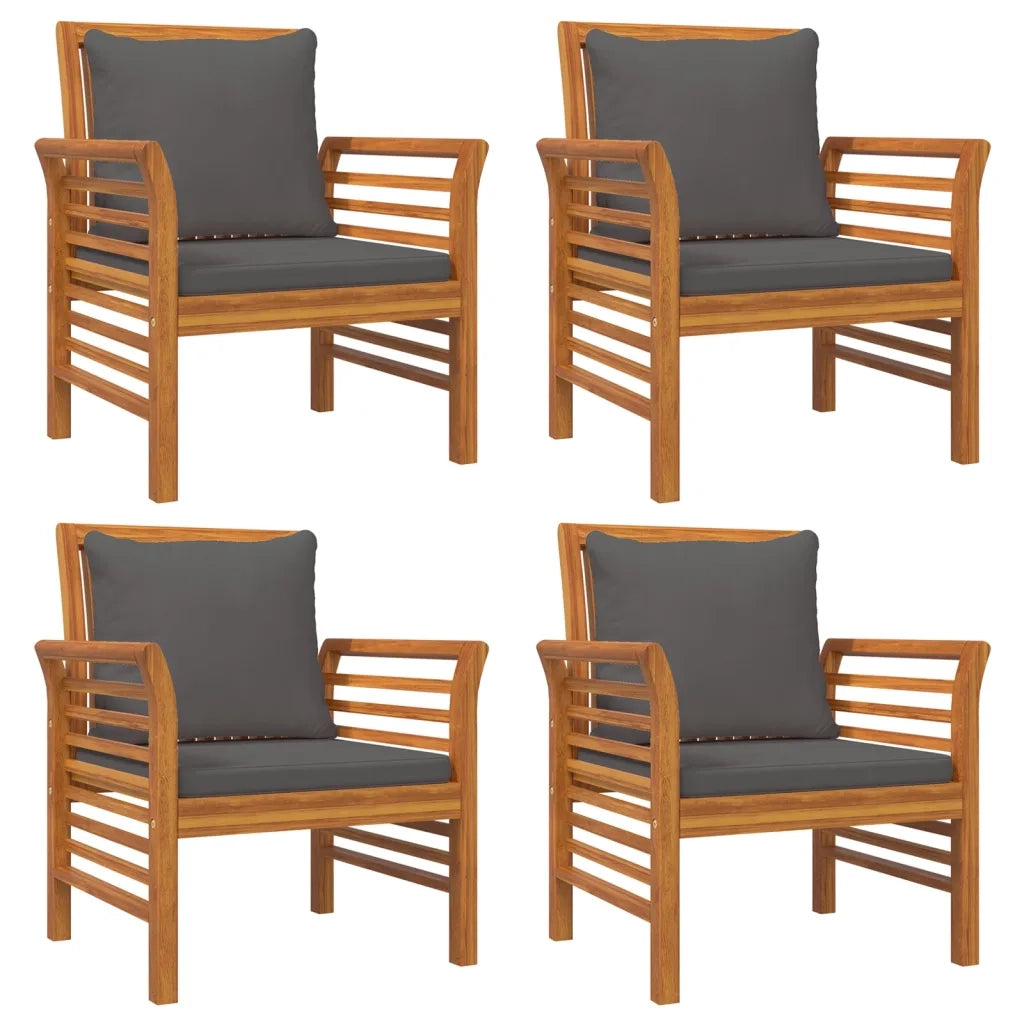 Set Salotto da Giardino 5 pz con Cuscini Legno Massello Acacia