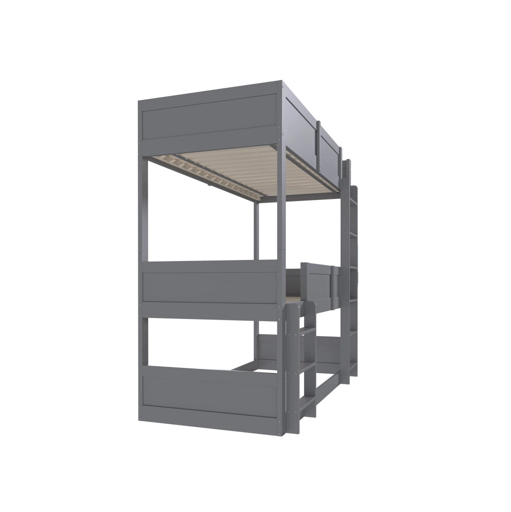 Letto modulare triplo 90x200 cm in legno grigio