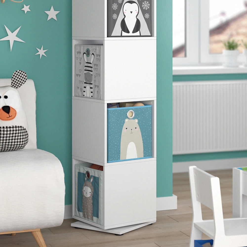 Vicco Libreria bambini Bianco 35.2 x 144.2 cm con 4 scatole pieghevoli