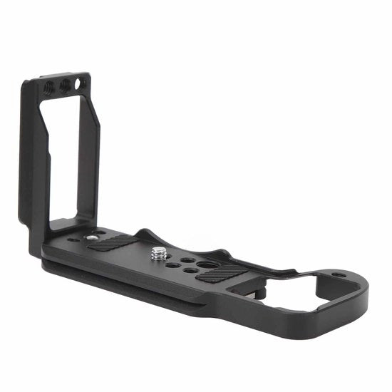 L'accessorio per fotocamera L-Beugel per rapida scelta - Compatibile con la fotocamera Z50 - 1/4 pollici / 3/8 pollici fori a vite - Registrazione orizzontale/verticale - Protezione completa della batteria - Piattaforma per stativo della fotocamera