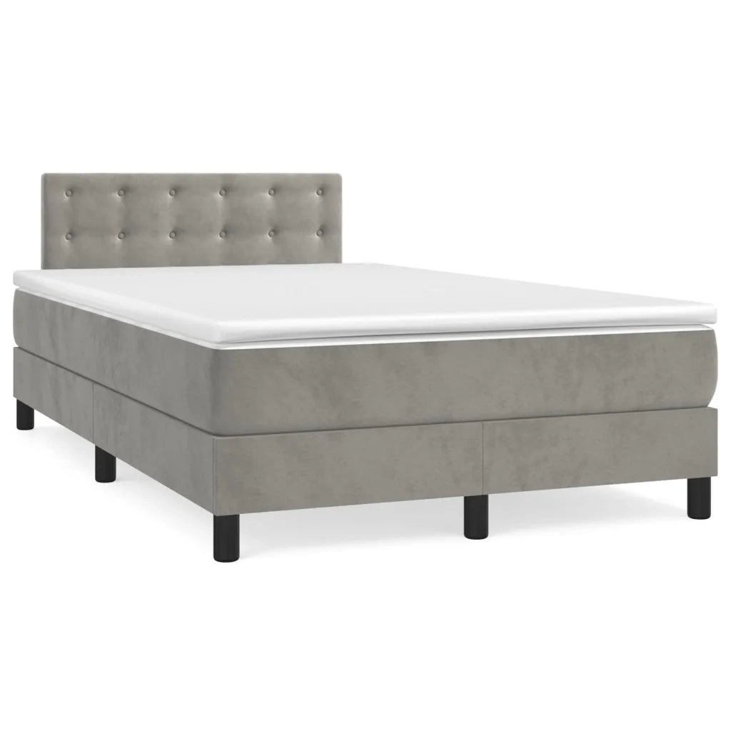 Giroletto a Molle con Materasso Grigio Chiaro 120x190cm Velluto 3269861