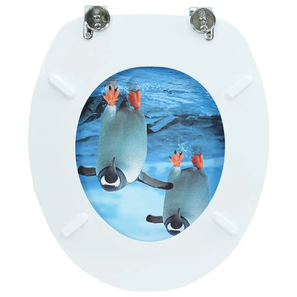 Tavoletta WC con Coperchio MDF Design Pinguino cod mxl 73254