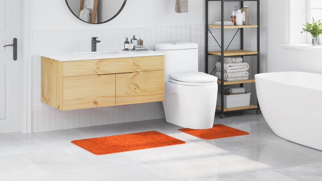 Set di 2 tappetini da bagno  Arancione in Polipropilene Antiscivolo