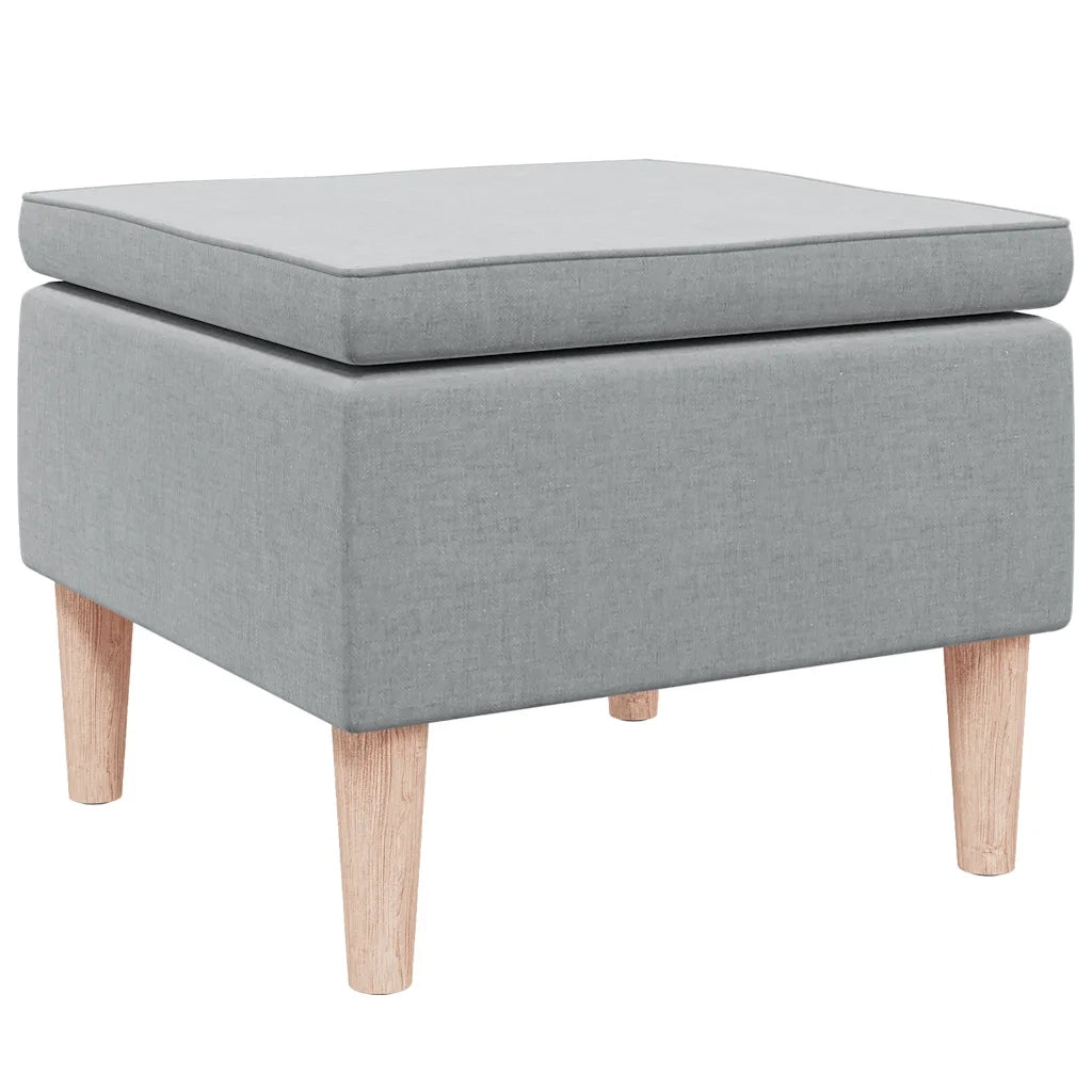 Poggiapiedi con Gambe in Legno Grigio Chiaro in Tessuto 329446