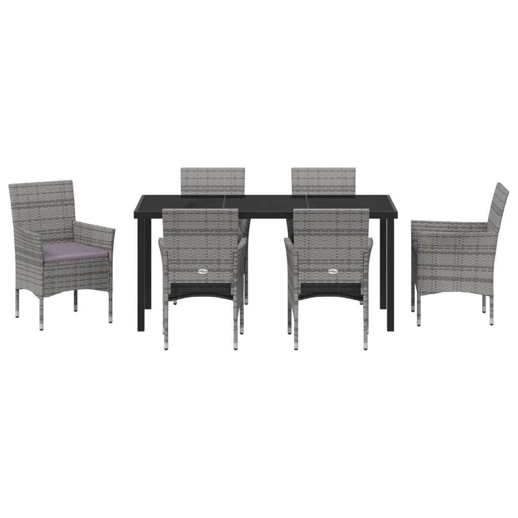 Set da Pranzo da Giardino 7 Pezzi Grigio Rattan Sintetico