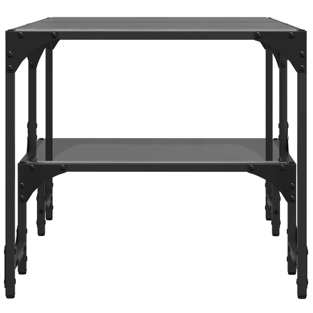 Tavolino da salotto | Tavolino da caff¨¨ | Tavolino da Soggiorno con Piano in Vetro Nero 98,5x50x45 cm Acciaio