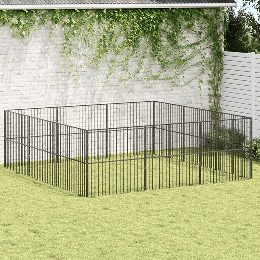 Box per Cani 12 Pannelli Nero Acciaio Zincato CFW6334569