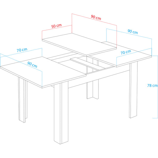 Tavolo da Pranzo Allungabile Estensibile 90x140 fino a 190 cm Salvaspazio Bianco