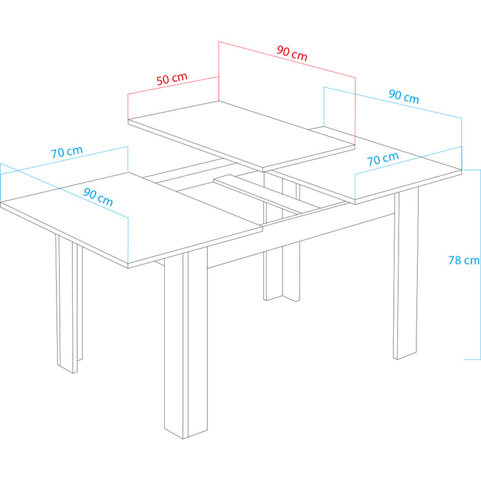 Tavolo da Pranzo Allungabile Estensibile 90x140 fino a 190 cm Bianco Frassinato