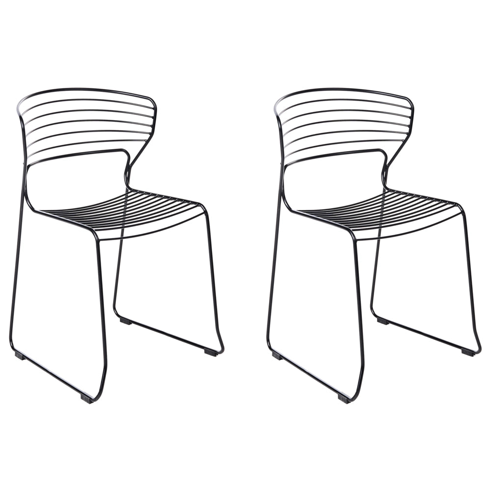 Set di 2 sedie da pranzo imbottite Design moderno Base in metallo nero design moderno