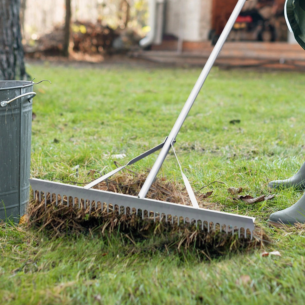 Rastrello per paesaggio in alluminio resistente con testa del rastrello larga 91cm 36 denti, Rastrello da giardino