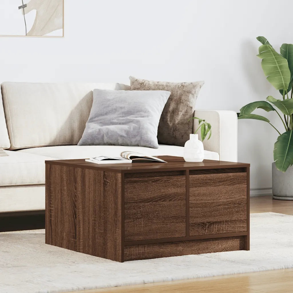 vidaXL Tavolino da Salotto con Cassetti Rovere Marrone 70,5x70x40 cm