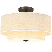 Lampada a sospensione ¨C Xylo ¨C doppio paralume effetto lino crema