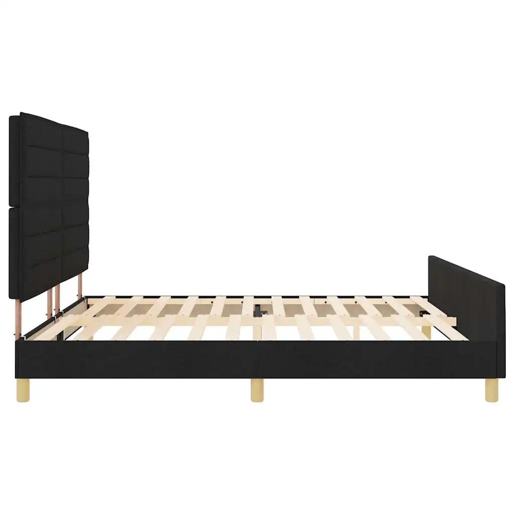 Struttura del letto con testiera Nero 200 x 200 cm Tessuto 3344678