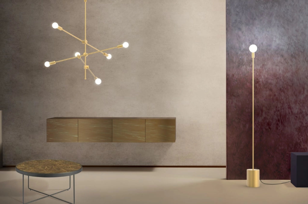 ANNA-6 Lampadario a sospensione 6 luci ottone spazzolato attacco E27