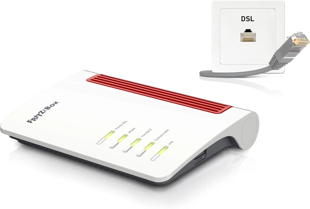 AVM FRITZ!Box 7530 - Router WLAN AC+N (DSL/VDSL 866 Mbit/s (5 GHz) e 400 Mbit/s (2,4 GHz), fino a 300 Mbit/s con VDSL-SSupervectoring 35b, rete Wi-Fi, base DECT, server multimediale, rosso, bianco)