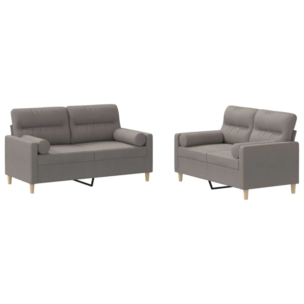 Set Divani 2 pz con Cuscini Tortora in Tessuto 3201591
